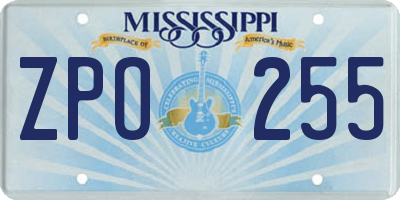 MS license plate ZPO255