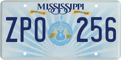MS license plate ZPO256