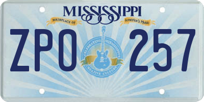 MS license plate ZPO257