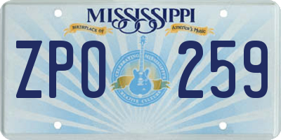 MS license plate ZPO259