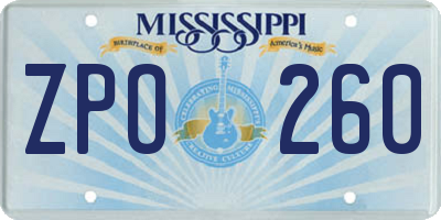 MS license plate ZPO260
