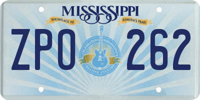 MS license plate ZPO262