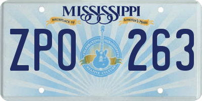 MS license plate ZPO263
