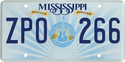 MS license plate ZPO266