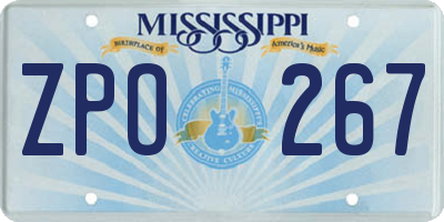 MS license plate ZPO267
