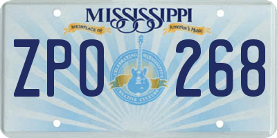 MS license plate ZPO268