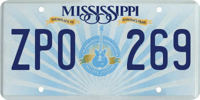 MS license plate ZPO269