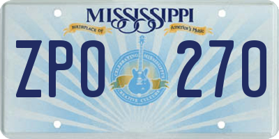 MS license plate ZPO270