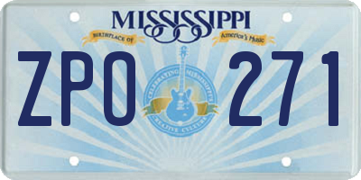 MS license plate ZPO271