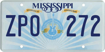 MS license plate ZPO272