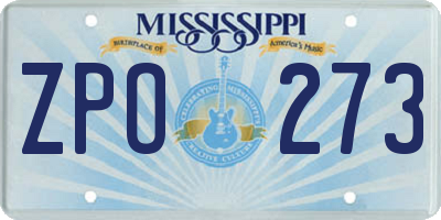 MS license plate ZPO273