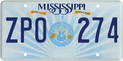 MS license plate ZPO274