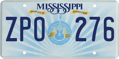MS license plate ZPO276