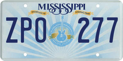 MS license plate ZPO277