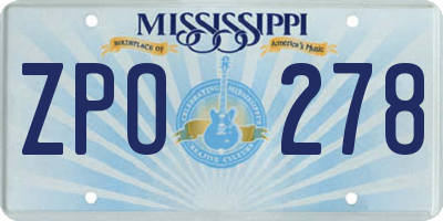 MS license plate ZPO278