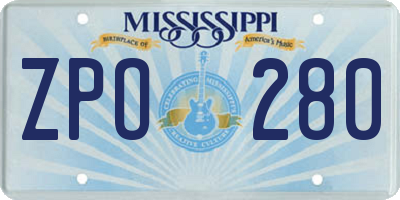 MS license plate ZPO280