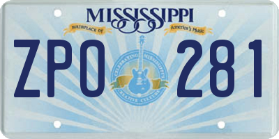 MS license plate ZPO281