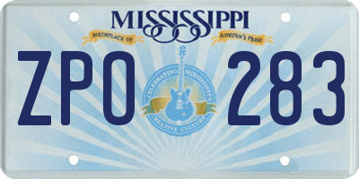 MS license plate ZPO283