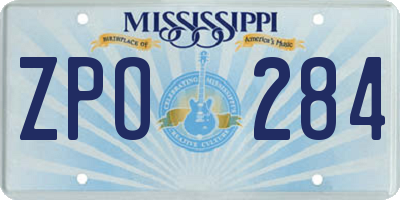 MS license plate ZPO284