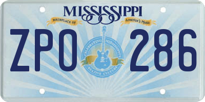 MS license plate ZPO286