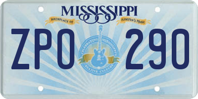 MS license plate ZPO290