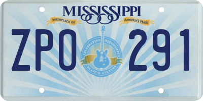 MS license plate ZPO291