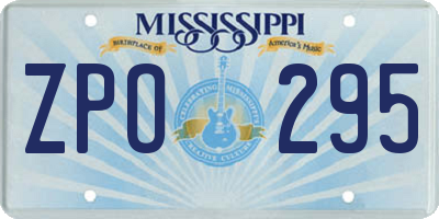 MS license plate ZPO295