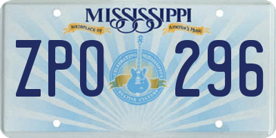 MS license plate ZPO296