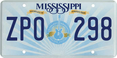 MS license plate ZPO298