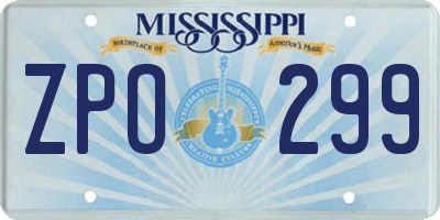 MS license plate ZPO299