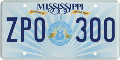 MS license plate ZPO300