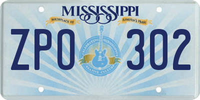 MS license plate ZPO302