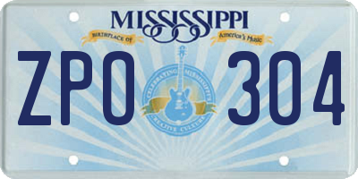 MS license plate ZPO304