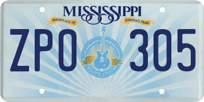 MS license plate ZPO305