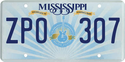 MS license plate ZPO307