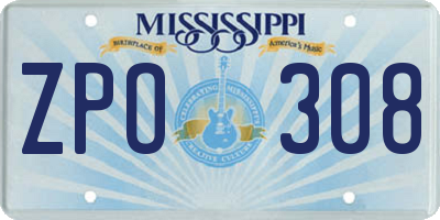 MS license plate ZPO308