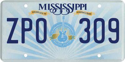 MS license plate ZPO309