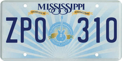 MS license plate ZPO310