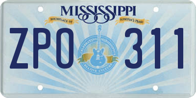 MS license plate ZPO311