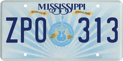 MS license plate ZPO313