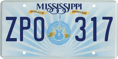 MS license plate ZPO317