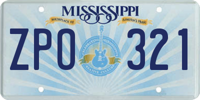 MS license plate ZPO321