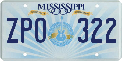 MS license plate ZPO322