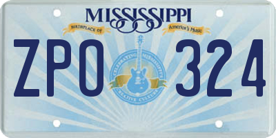 MS license plate ZPO324