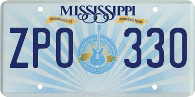 MS license plate ZPO330