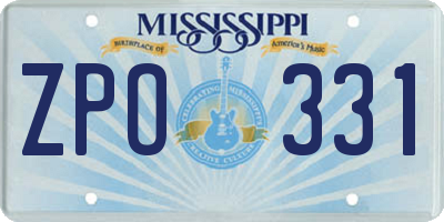 MS license plate ZPO331