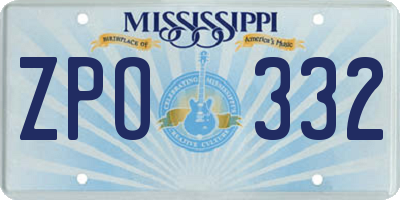 MS license plate ZPO332