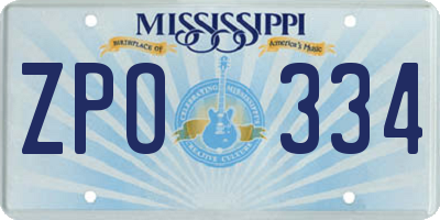 MS license plate ZPO334