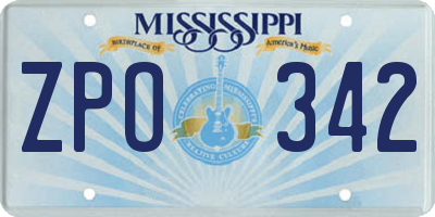 MS license plate ZPO342