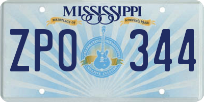 MS license plate ZPO344
